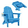 Folding Adirondack Chair - Durable HDPE Poly Lumber All-Weather Resistant w/ Cup Holder, Oversized Balcony Porch Patio Outdoor Chair for Lawn, Backyard, Deck, Garden, Easy to Install, Navy Blue