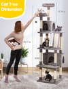 Cat Tree,79in Cat Tree Tower for Indoor Cats,Cat Tree Condo Furniture with Sisal-Covered Scratching Posts,Perch Hammock for Kittens,2 Bigger Plush Condos, Large Cats and Pets Light Gray