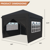 Pop up Canopy,10X10FT Commercial Instant Pop Up Gazebo w/Air Vent, Waterproof Portable Canopy Detachable Sidewalls w/Storage Bag,4 Ropes,8 Stakes for Garden Patio Camping Party Event Black