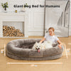 Human Dog Bed - 71''x47''x12.5'' Dog Beds for Humans Size Fits You and Pets, Washable Faux Fur Human Dog Bed for People Doze Off Napping, Large Orthopedic Dog Bed, Present Plump Pillow, Blanket, Brown