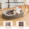 Human Dog Bed - 71''x47''x12.5'' Dog Beds for Humans Size Fits You and Pets, Washable Faux Fur Human Dog Bed for People Doze Off Napping, Large Orthopedic Dog Bed, Present Plump Pillow, Blanket, Brown