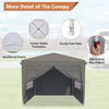 Pop up Canopy Instant Portable GazeboTent with 2 Windows, Storage Bag, 4 Ropes, 8 Stakes,Waterproof Instant Easy Up Canopies for Patio Outdoor Christmas Wedding Parties and Events Gray