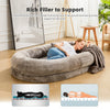 Human Dog Bed - 71''x47''x12.5'' Dog Beds for Humans Size Fits You and Pets, Washable Faux Fur Human Dog Bed for People Doze Off Napping, Large Orthopedic Dog Bed, Present Plump Pillow, Blanket, Brown