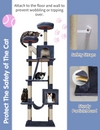 Cat Tree for Indoor Cats,79in Large Cat Tower with 11 Scratching Posts,Perches,Caves, Basket, Hammock, Pompoms, Multi-Level Plush Cat Condo for Indoor Cats, Smoky Gray