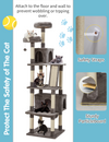 Cat Tree,79in Cat Tree Tower for Indoor Cats,Cat Tree Condo Furniture with Sisal-Covered Scratching Posts,Perch Hammock for Kittens,2 Bigger Plush Condos, Large Cats and Pets Light Gray