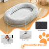 Human Dog Bed - 71''x47''x12.5'' Dog Bed for Humans Size Fits You and Pets, Washable Faux Fur Large Human Dog Bed for People Doze Off, Napping, Orthopedic Dog Bed, Present Plump Pillow, Blanket, Grey