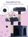 Cat Tree for Indoor Cats,79in Large Cat Tower with 11 Scratching Posts,Perches,Caves, Basket, Hammock, Pompoms, Multi-Level Plush Cat Condo for Indoor Cats, Smoky Gray