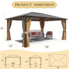 Outdoor Aluminum Frame Hardtop Gazebo 12x16 with Polycarbonate Single Roof Patio Sun Shade Shelter Canopy & Pergolas Tent Metal Gazebos with Curtains and Netting for Patio, Backyard, Deck, Lawns